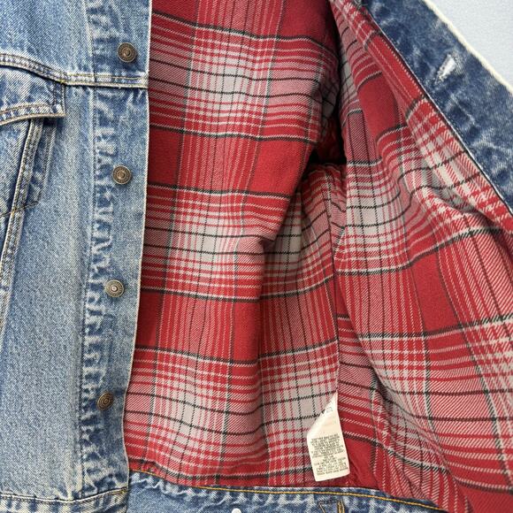 Levi's Signature Denim Jacket Men's L Standard Trucker Flannel Lined Vintage VTG - Picture 3 of 13